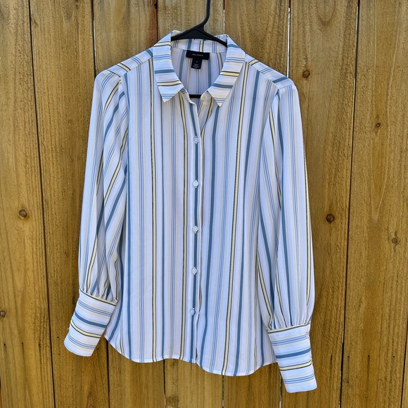 Halogen Vertical Stripe Woven Button-Up Shirt Size Small - Picture 5 of 10